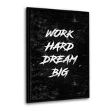 Leinwandbild mit Schattenfuge "schwarz" - WORK HARD DREAM BIG - Hustling Sharks