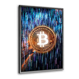 Leinwandbild mit Schattenfuge "silber" - BLUE BITCOIN - Hustling Sharks