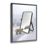 Leinwandbild mit Schattenfuge "silber" - Bear in the Mirror - Hustling Sharks