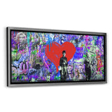 Leinwandbild mit Schattenfuge "silber" - GRAFFITI LOVE - Hustling Sharks