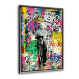 Leinwandbild mit Schattenfuge "silber" - LOVE IS THE ANSWER - Hustling Sharks