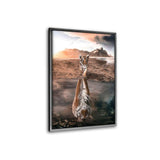 Leinwandbild mit Schattenfuge "silber" - Tiger Reflection - Hustling Sharks