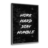 Leinwandbild mit Schattenfuge "silber" - WORK HARD - Hustling Sharks