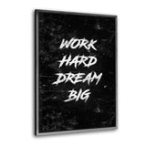 Leinwandbild mit Schattenfuge "silber" - WORK HARD DREAM BIG - Hustling Sharks