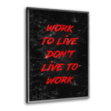 Leinwandbild mit Schattenfuge "silber" - WORK TO LIVE - rot - Hustling Sharks