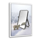 Leinwandbild mit Schattenfuge "weiß" - Bear in the Mirror - Hustling Sharks