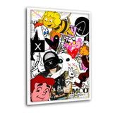 Leinwandbild mit Schattenfuge "weiß" - GOLDEN TIMES - Hustling Sharks