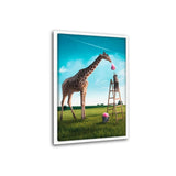 Leinwandbild mit Schattenfuge "weiß" - Die hungrige Giraffe - Hustling Sharks