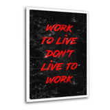 Leinwandbild mit Schattenfuge "weiß" - WORK TO LIVE - rot - Hustling Sharks