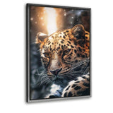 Leopard Face- Leinwandbild mit Schattenfuge "silber" - Hustling Sharks
