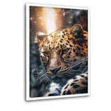 Leopard Face- Leinwandbild mit Schattenfuge "weiß" - Hustling Sharks