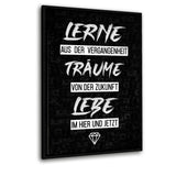 LERNE, TRÄUME UND LEBE! - Leinwandbild mit Schattenfuge "schwarz" - Hustling Sharks