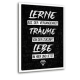LERNE, TRÄUME UND LEBE! - Leinwandbild mit Schattenfuge "weiß" - Hustling Sharks