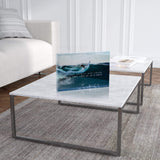 Lerne zu Surfen - Acrylglasblock 30x20 mit Hintergrund - Hustling Sharks