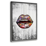 Lippe: I love Graffiti. - Leinwandbild mit Schattenfuge "silber" - Hustling Sharks