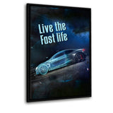 LIVE THE FAST LIFE - Leinwandbild mit Schattenfuge "schwarz" - Hustling Sharks