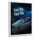 LIVE THE FAST LIFE - Leinwandbild mit Schattenfuge "weiß" - Hustling Sharks