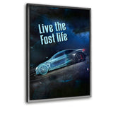 LIVE THE FAST LIFE - Leinwandbild mit Schattenfuge "silber" - Hustling Sharks