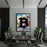 Graffiti Bitcoin - Wandbild mit Hintergrund 1 - Hustling Sharks