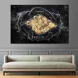 Die Tasche voller Bitcoins - Wandbild mit Hintergrund 2 - Hustling Sharks