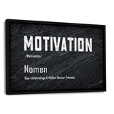 Definition der Motivation - Leinwand mit Schattenfuge "schwarz" - Hustling Sharks