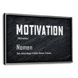 Definition der Motivation - Leinwand mit Schattenfuge "silber" - Hustling Sharks