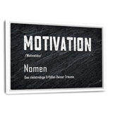 Definition der Motivation - Leinwand mit Schattenfuge "weiß" - Hustling Sharks