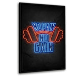 NO PAIN NO GAIN- Leinwand mit Schattenfuge "schwarz" - Hustling Sharks