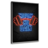 NO PAIN NO GAIN- Leinwand mit Schattenfuge "silber" - Hustling Sharks