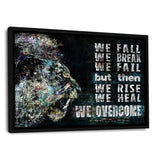 FALL, HEAL AND OVERCOME! - Leinwandbild mit Schattenfuge "schwarz" - Hustling Sharks