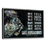FALL, HEAL AND OVERCOME! - Leinwandbild mit Schattenfuge "silber" - Hustling Sharks