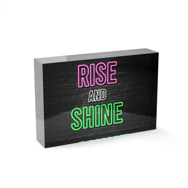 RISE & SHINE - 15x10cm Acrylglasblock-Hustling Sharks