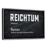 Definition des Reichtums - Leinwand mit Schattenfuge "silber"- Hustling Sharks