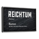 Definition des Reichtums - Leinwand mit Schattenfuge "silber"- Hustling Sharks