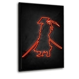 Samurai - neon - Leinwandbild mit Schattenfuge "schwarz" - Hustling Sharks