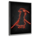 Samurai - neon - Leinwandbild mit Schattenfuge "silber" - Hustling Sharks