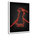 Samurai - neon - Leinwandbild mit Schattenfuge "weiß" - Hustling Sharks