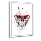 Skull With Red Glasses - Leinwandbild mit Schattenfuge "weiß" - Hustling Sharks