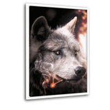 Smoking Wolf - Leinwandbild mit Schattenfuge "weiß" - Hustling Sharks