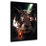 Smoking Tiger - Leinwandbild mit Schattenfuge "schwarz"- Hustling Sharks