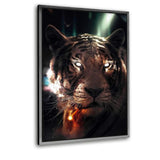 Smoking Tiger - Leinwandbild mit Schattenfuge "silber" - Hustling Sharks