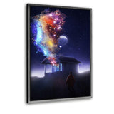 Space House - Leinwandbild mit Schattenfuge "silber" - Hustling Sharks