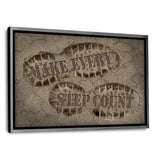 MAKE EVERY STEP COUNT! - Leinwandbild mit Schattenfuge "silber" - Hustling Sharks