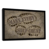 MAKE EVERY STEP COUNT! - Leinwandbild mit Schattenfuge "schwarz" - Hustling Sharks