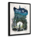 Surreal Cat - Leinwandbild mit Schattenfuge "schwarz" - Hustling Sharks