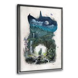 Surreal Cat - Leinwandbild mit Schattenfuge "silber" - Hustling Sharks