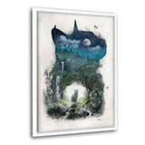 Surreal Cat - Leinwandbild mit Schattenfuge "weiß" - Hustling Sharks