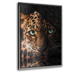 The Drinking Leopard - Leinwandbild mit Schattenfuge "silber" - Hustling Sharks