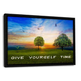 GIVE YOURSELF TIME! - Leinwandbild mit Schattenfuge "schwarz" - Hustling Sharks