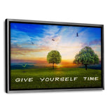 GIVE YOURSELF TIME! - Leinwandbild mit Schattenfuge "silber" - Hustling Sharks